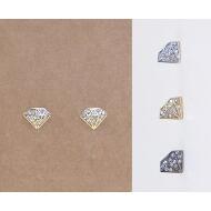 PENDIENTES ORO / PLATA / RHODIO FORMA DIAMANTE STRASS CRISTAL