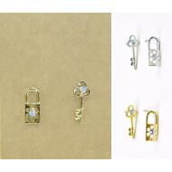 PENDIENTE PRESION ORO / PLATA LLAVE Y CANDADO