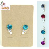 PENDIENTE PRESION ORO STRASS COLOR Y CRISTAL + OPAL BLANCO