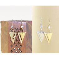 PENDIENTE ORO / PLATA TRIANGULOS LISOS Y MARTILLEADOS