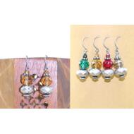 PENDIENTE GANCHO HIPPIE BOLITA CRISTAL COLORES Y METAL