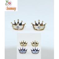 PENDIENTE PRESION DORADO PLATEADO MATE CORONA 1 STRASS