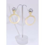 PENDIENTE PRESION TRIANGULO Y CIRCULO METAL 2 TONOS