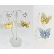 PENDIENTE ARO ORO Y PLATA MARIPOSA CALADA NICKEL FREE