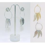 PENDIENTE ARO ORO Y PLATA ALAS NICKEL FREE