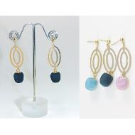 PENDIENTE PRESION COLGANTE DORADO BOLITA RASO 3 TONOS