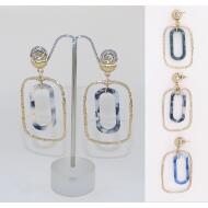 PENDIENTE OVALO ACRILICO Y METALICO DORADO 3 TONOS