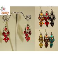 PENDIENTE BRONCE GANCHO HIPPIE CON HOJITAS LABRADAS METAL Y BOLITAS