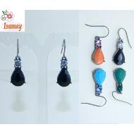 PENDIENTE BRONCE LAGRIMA COLORES 1 STRASS COLORES