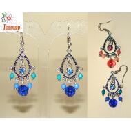 PENDIENTE GANCHO HIPPIE BASE EN BRONCE CON PIEDRECITAS COLORES