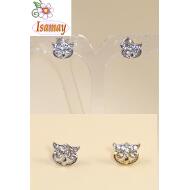 PENDIENTE PRESION BUHO DORADO / PLATEADO CON STRASS