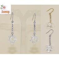 PENDIENTE LARGO DORADO / PLATEADO TIRA STRASS BLANCO Y BOLITAS