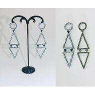 PENDIENTE PRESION LARGO 2 TRIANGULOS STRASS CRISTAL / HEMATITE