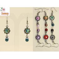 PENDIENTE LARGO CIRCULO COLGANDO CON STRASS COLOR Y BOLITA