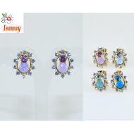 PENDIENTE PRESION DORADOS CIRCULO HUECO OPAL Y STRASS