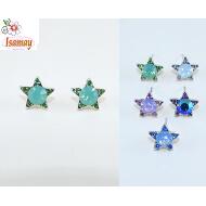 PENDIENTE PLATEADO PRESION ESTRELLA OPAL Y COLORES