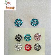 PENDIENTE PRESION CIRCULO 9 PIEDRAS STRASS COLORES