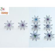 PENDIENTE PRESION PLATEADO FLOR PICOS 1 STRASS COLOR