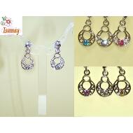 PENDIENTE PLATEADO LABRADO CON STRASS COLORES