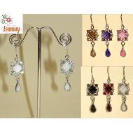 PENDIENTE GANCHO HIPPIE ROMBO ACRILICO Y STRASS ALREDEDOR