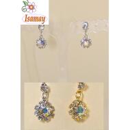 PENDIENTE PRESION DORADO / PLATEADO CON STRASS COLGANDO