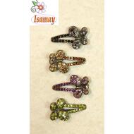 PINZA LATERAL BRONCE MARIPOSA STRASS COLORES