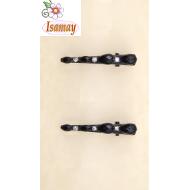 PICO PATO METAL NEGRO 4 CM. 4PIEDRAS OVAL FACETADA Y STRASS