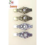 PICO PATO PLATA / BRONCE ROMBO LABRADO CON FLOR CENTRAL