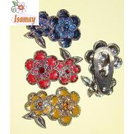 PINZA LATERAL 2 FLORES ESMALTE Y PIEDRAS COLORES