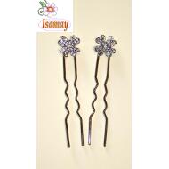 PINCHO MOÑO PLATA FLOR 4 PETALOS DOBLADOS CRISTAL