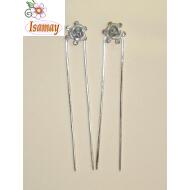PINCHO MOÑO PLATEADO ROSA METAL PIEDRAS BLANCAS