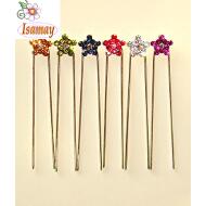 PINCHO MOÑO PLATEADO ESTRELLA PIEDRAS COLORES 