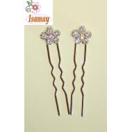 PINCHO MOÑO PLATA BLANCO FLOR DESIGUAL STRASS MENUDO