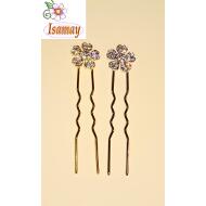 PINCHO MOÑO PLATA / DORADO FLOR STRASS CRISTAL