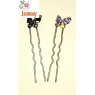 PINCHO MOÑO MARIPOSA BRONCE + BLANCO / PLATA VIEJA + NEGRO