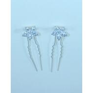 PINCHO MOÑO PLATEADO FLOR PICOS STRASS