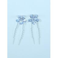 PINCHO MOÑO PLATEADO FLOR DOBLE STRASS