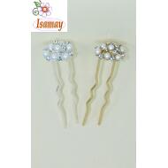 PINCHO MOÑO ORO / PLATA ROSETON PERLAS Y CRISTAL