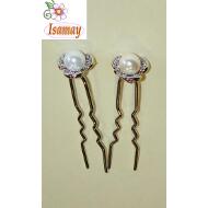 PINCHO PLATA PERLA CON 3 PETALOS CRISTAL