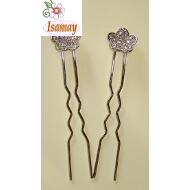 PINCHO MOÑO LARGO PLATEADO FLOR STRASS MENUDO 