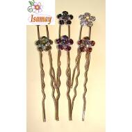 PINCHO DOBLE PLATA FLOR DOBLE STRASS COLOR