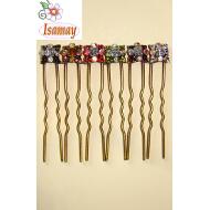 PINCHO MOÑO CUADRADO BRONCE STRASS COLOR