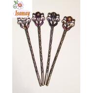 PINCHO MOÑO BRONCE FLOR DE LIS LABRADA STRASS COLORES