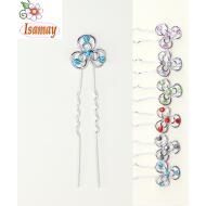 PINCHO PLATA TREBOL STRASS COLORES