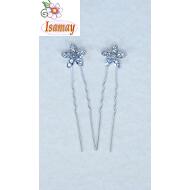 PINCHO MOÑO PLATA FLOR 5 PETALOS STRASS CRISTAL