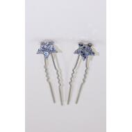 PINCHO MOÑO PLATA / RHODIO ESTRELLA CRISTAL Y HEMATITE