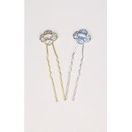 PINCHO MOÑO ORO / PLATA FLOR 4 PETALOS OJO DE GATO Y CRISTAL