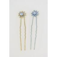 PINCHO MOÑO ORO / PLATA FLOR DIEZ PUNTAS CRISTAL