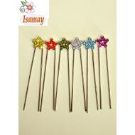 PINCHO MOÑO PLATA ESTRELLA PIEDRAS COLORES