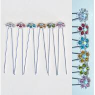 PINCHO PLATEADO FLOR PIEDRAS COLORES